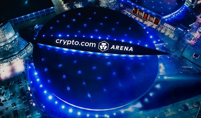 An　aerial　shot　of　Crypto.com　Arena,　a　multi-purpose　space　in　Los　Angeles　(Courtesy　of　Crypto.com)