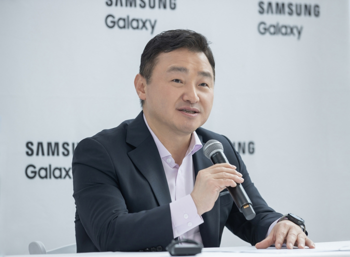 TM Roh, Samsung's mobile chief, speaks at the Galaxy Unpacked 2022