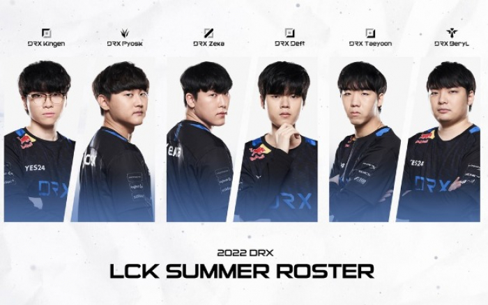 DRX　roster　for　League　of　Legends　Champions　Korea　2022　(Courtesy　of　DRX)