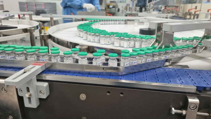 SK Bioscience’s production line of SKYCovione in South Korea (Courtesy of Yonhap)