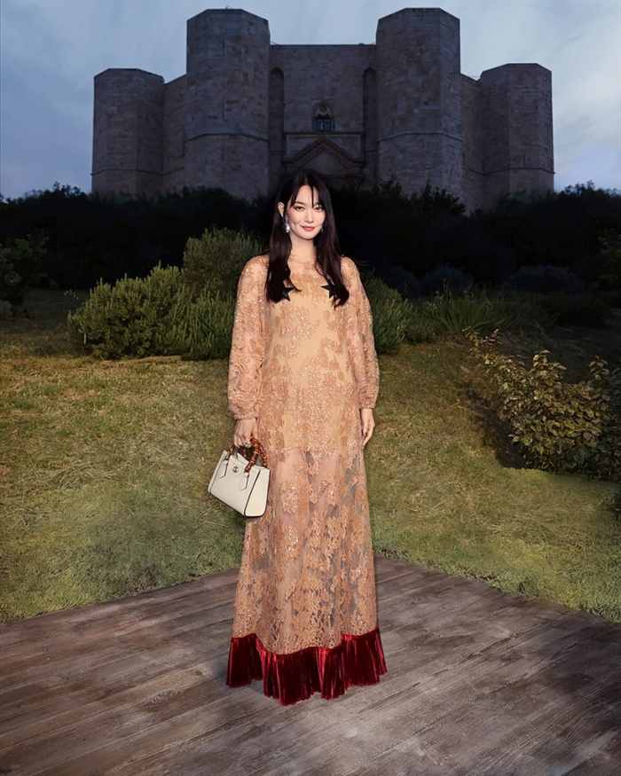 Korean actress Shin Mina at a Gucci Cosmogonie fashion show