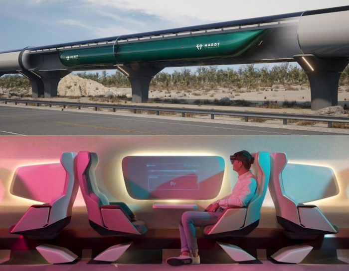 The　concept　of　hyperloop,　a　future　transportation　system　under　development　by　the　Netherlands-based　Hardt　in　cooperation　with　POSCO　International