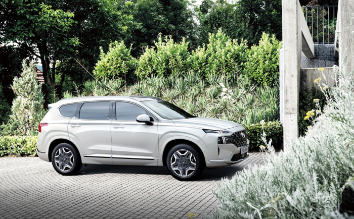 A hybrid model of the Hyundai Santa Fe sport utility vehicle