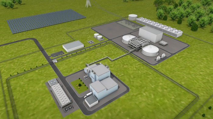 Digital　rendering　of　TerraPower's　Natrium　reactor　plant　and　integrated　energy　system