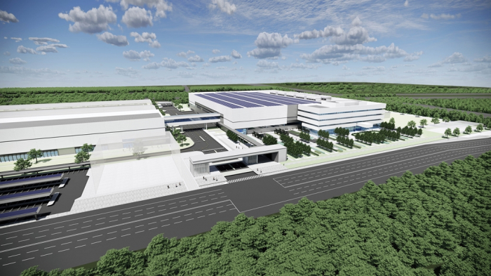 A bird's eye view of Hyundai's envisioned HTWO Guangzhou hydrogen fuel-cell systems plant