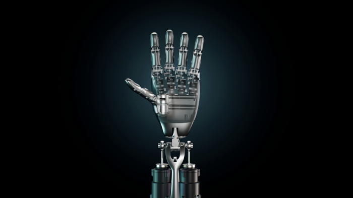 A hand of Optimus, also known as Tesla Bot, a robotic humanoid under development by Tesla