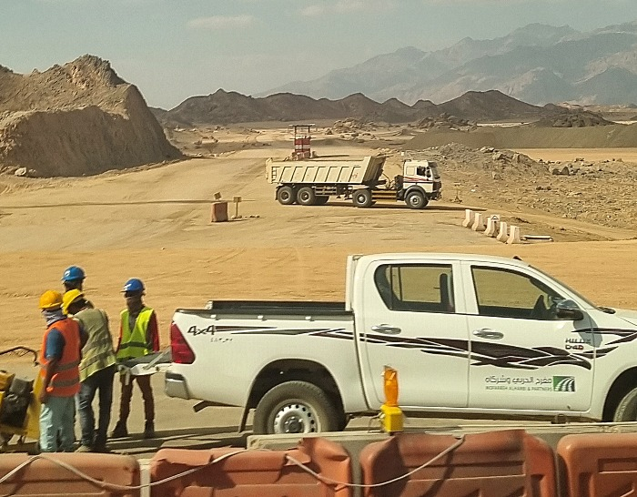 The　construction　site　of　the　Neom　city　project　in　Saudi　Arabia
