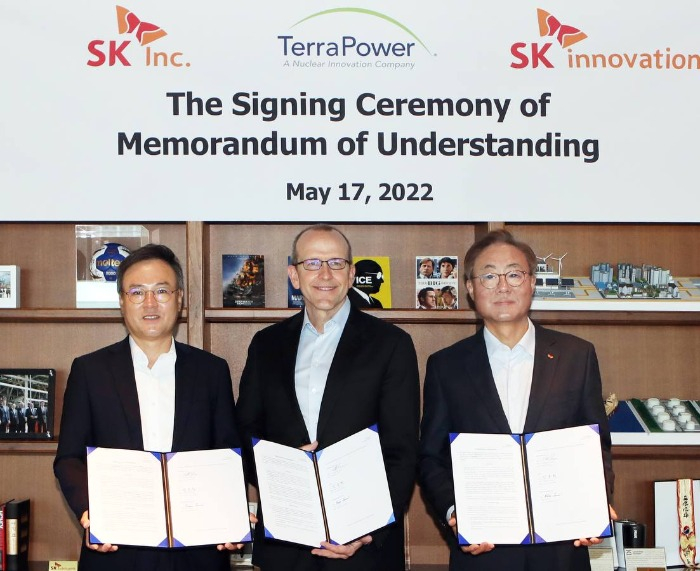 SK　and　SK　Innovation　signed　a　memorandum　of　understanding　to　invest　in　TerraPower　in　May　(Courtesy　of　SK) 