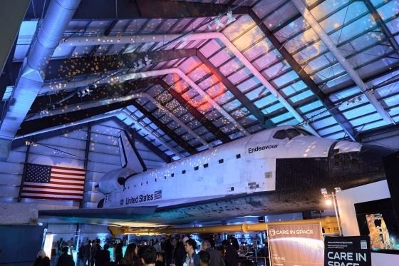 NASA's last space shuttle Endeavor on display at the 1st Care-in-Space event
