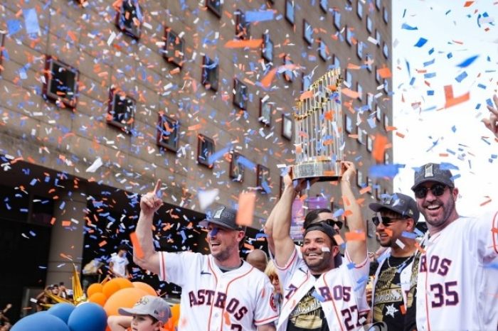 Drone video: Astros put up new 'Level Up' signs outside Minute Maid Park  for the 2022 season