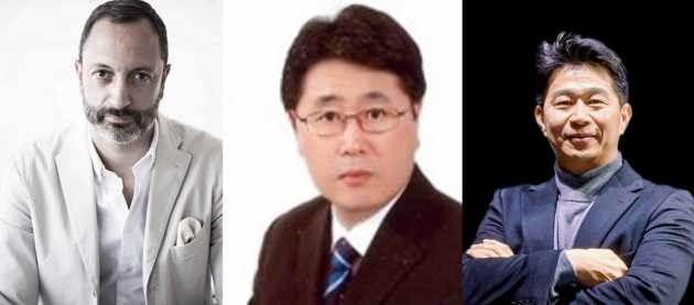 Hyundai Motor Group’s new executive VPs. From the left, Karim Habib, head of Kia’s design center, Lee Young-tack, head of Hyundai Motor’s Asia-Pacific region, and Song Min-kyu, Genesis COO