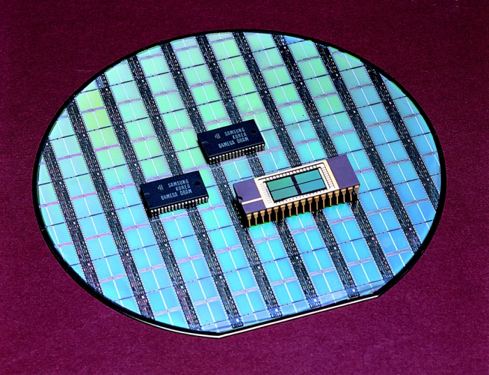 DRAM chips on a wafer