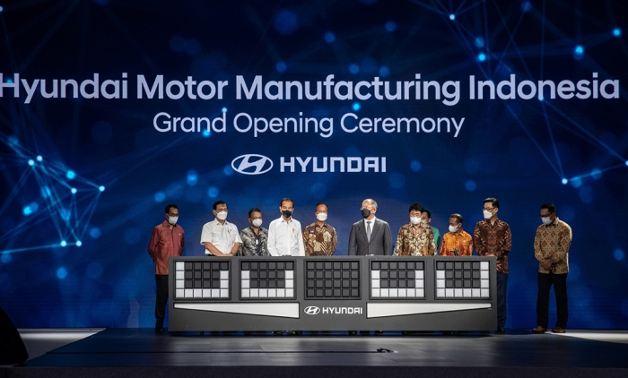 Hyundai Motor holds a ceremony for the opening of its Indonesian plant