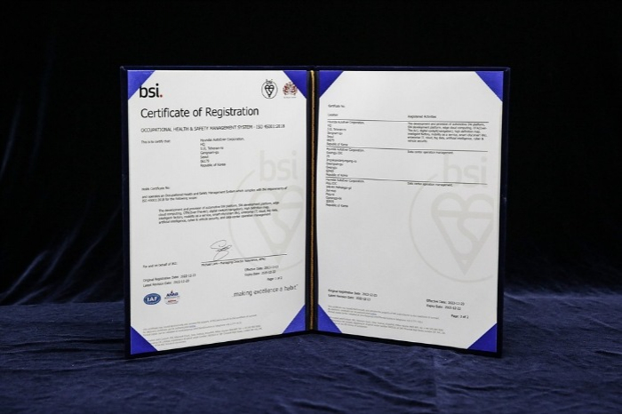 Hyundai AutoEver secures international safety, health certification