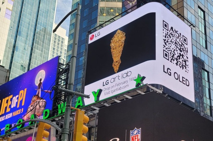 LG Electronics' digital billboard in Times Square showcasing LG Art Lab