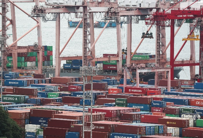 Containers at a South Korean port