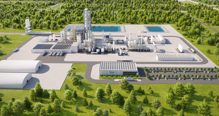 An image of a plastic recycling factory in Saint-Avoid, France, planned by SK Geo Centric, SUEZ and Loop Industries (Courtesy of SK Geo Centric)