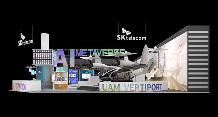 SK Telecom's exhibition booth prepared for MWC2023 (Courtesy of SK Telecom)