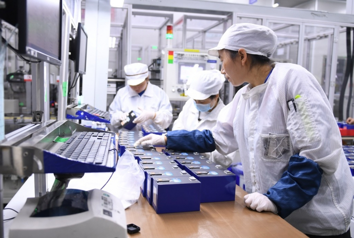 CATL workers check products at its plant in Ningde, southeast China's Fujian Province, on Sept. 11, 2019 (Courtesy of Yonhap, Xinhua)
