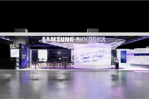 Samsung　Biologics'　booth　at　CPHI　Worldwide　2022　in　Frankfurt,　Germany　in　November　2022　(Courtesy　of　Samsung　Biologics)