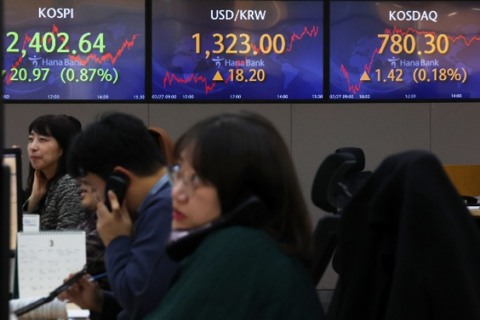 Hana　Bank's　dealing　room　in　Seoul(Hankyung　DB)