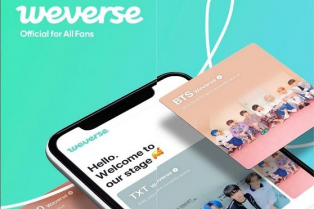 Weverse,　HYBE's　fan　community　app　(Courtesy　of　HYBE)