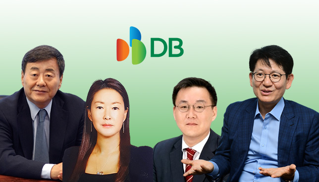 DB　Group　founder　Kim　Jun-ki　(from　left),　Vice　Chairwoman　Kim　Joo-won,　Chairman　Kim　Nam-ho,　KCGI　CEO　Kang　Sung-boo