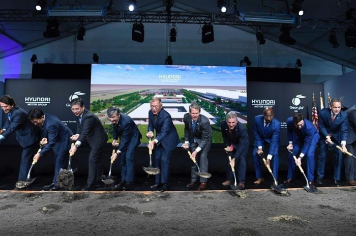 Groundbreaking　ceremony　in　October　2022　for　Hyundai　Motor’s　factory　in　the　US　state　of　Georgia　to　produce　EVs　(File　photo)
