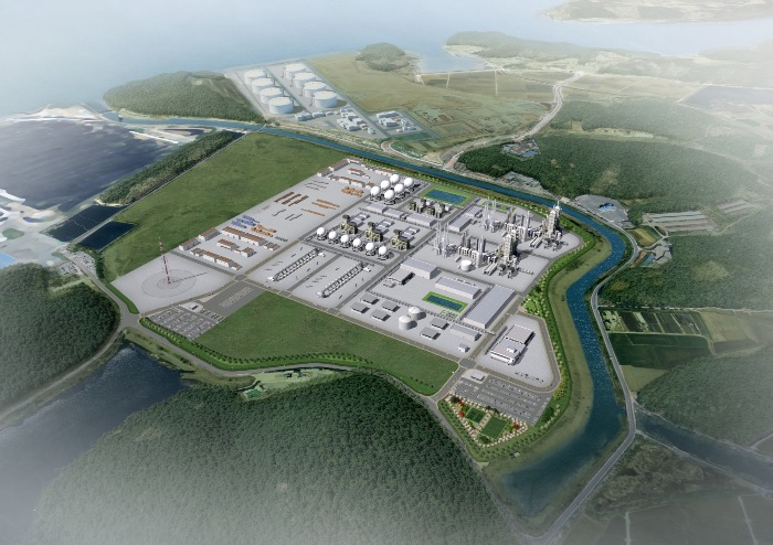 A　design　drawing　of　SK　E&S's　blue　hydrogen　production　complex　in　Boryeong,　South　Korea
