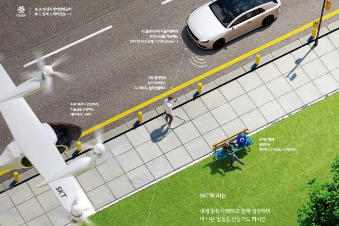 Part　of　SK　Telecom's　'AI　to　Everywhere'　campaign　poster　(Courtesy　of　SK　Telecom)