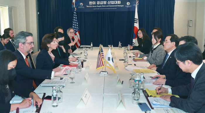 Industry and trade officials from South Korea and the US hold a supply chain dialogue in Washington, D.C. in April 2023
