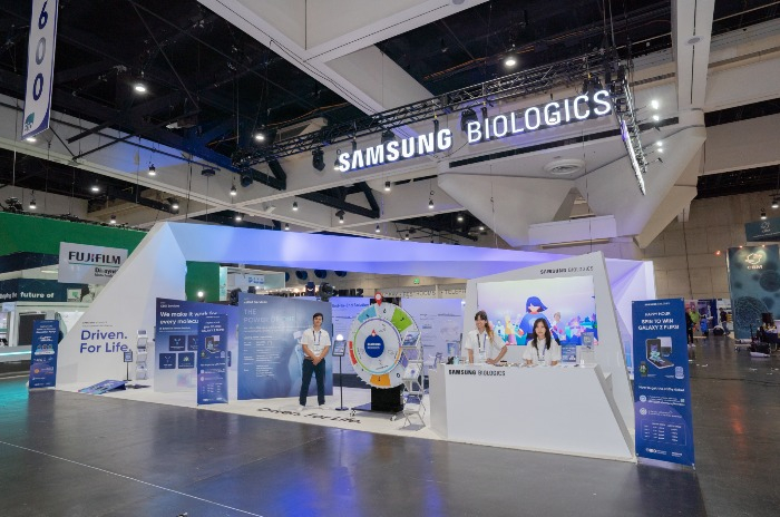  Samsung　Biologics'　exhibition　booth　prepared　for　the　BIO　USA　2023
