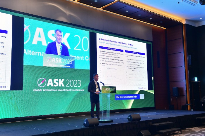 Ulrich Kastner, co-founder and managing partner of Lenwood Capital, speaks at ASK 2023 conference