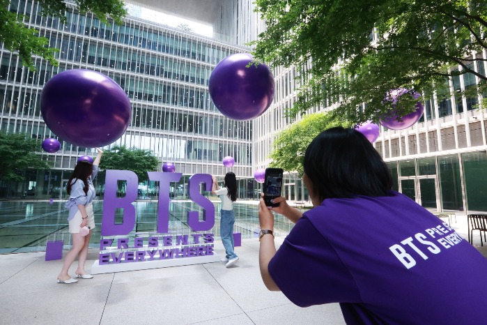 Photoism instant photo booth set up inside the Amorepacific headquarters for the 2023 BTS Festa fan event