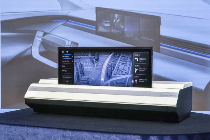 A rollable automotive display developed by Hyundai Mobis