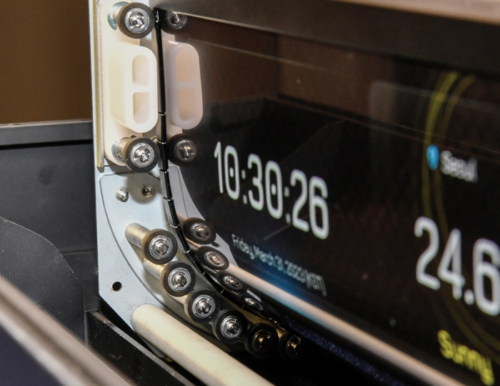 The inside of Hyundai Mobis' rollable automotive display