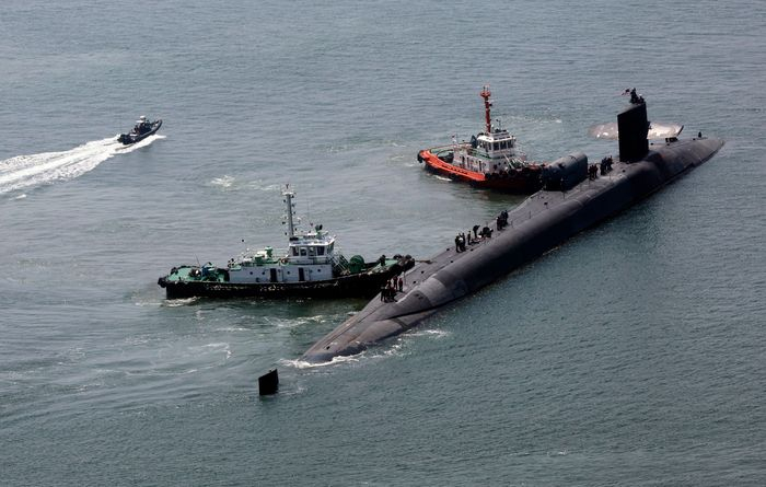 ▲The　USS　Michigan　approached　a　naval　base　in　Busan,　South　Korea,　on　June　16. PHOTO: GANG　DUCK-CHUL/ASSOCIATED　PRESS