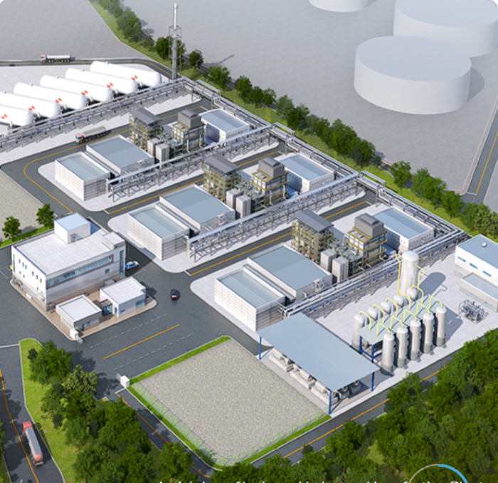 A　bird's　eye　view　of　SK　E&S　hydrogen　liquefaction　plant　in　Incheon,　South　Korea　(Courtesy　of　SK　E&S)