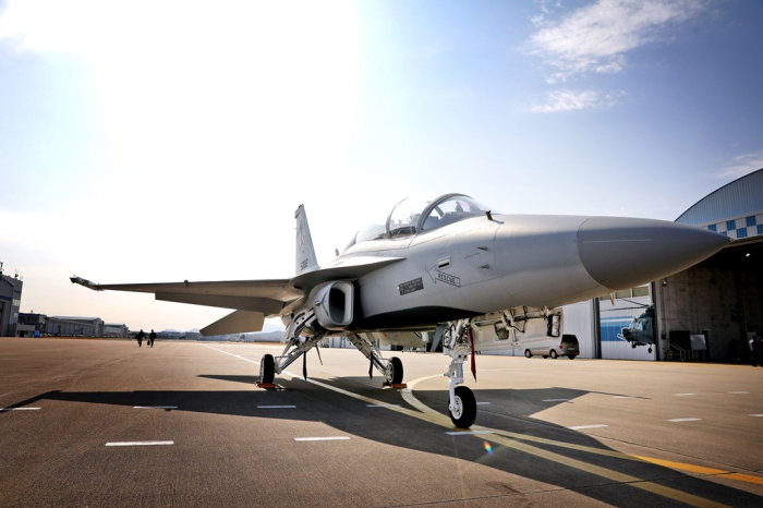 The FA-50GF’s first unit unveiled during a roll-out ceremony at KAI’s headquarters in South Koreas on June 7, 2023 (Courtesy of KAI)