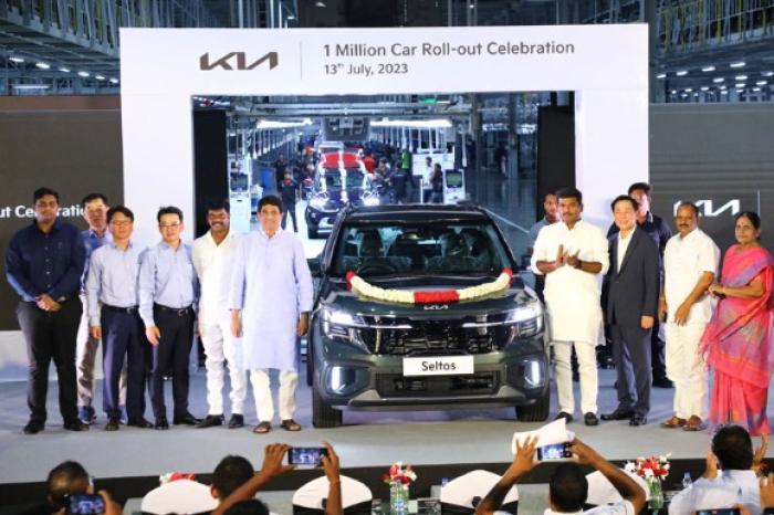 Kia celebrates the 1 million unit production milestone at its plant in Anantapur, India, on July 13, 2023 (Courtesy of Kia)