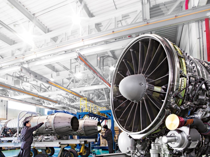 An　aircraft　engine　part　manufactured　by　Hanwha　Aerospace　(File　photo,　courtesy　of　Hanwha)