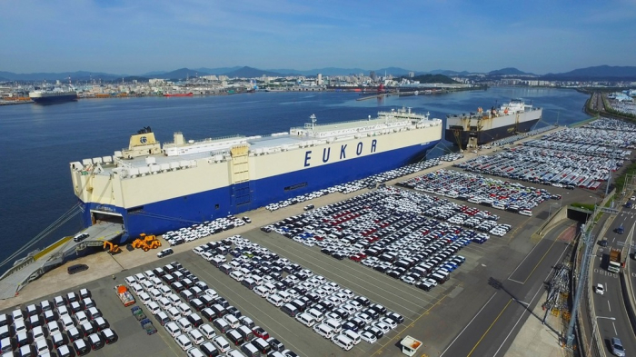 Hyundai　Motor’s　pier　for　automobile　exports　in　Ulsan,　South　Korea　(File　photo)