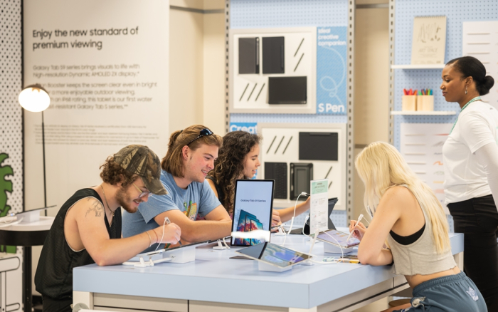 Visitors to Samsung's Galaxy Experience Space in Berlin