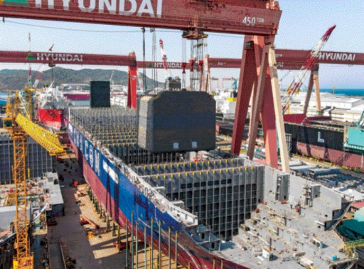 A　Hyundai　Samho　shipyard　dock 