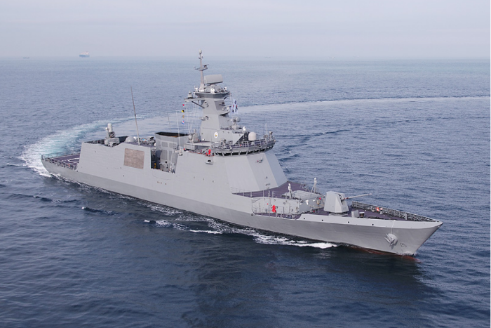 A　warship　built　by　Hanwha　Ocean