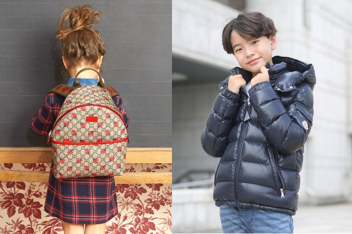 Gucci　backpack　for　kids　(left),　Moncler　puffer　jacket