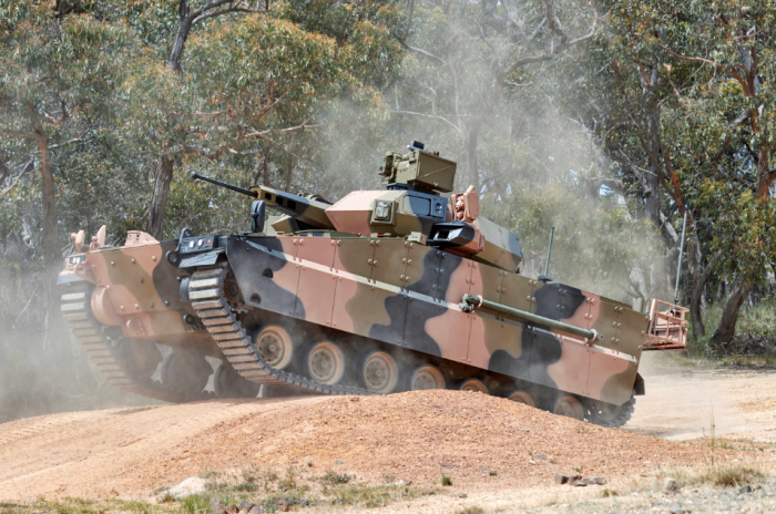 The　Hanwha　Aerospace-made　armored　vehicle　Redback　(Courtesy　of　Hanwha　Aerospace)