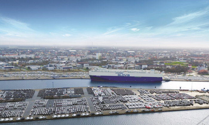 A Hyundai Glovis vessel in Bremerhaven, a port city on Germany’s North Sea coast