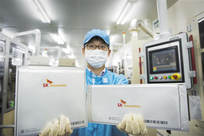 Pouch-type batteries developed by SK On, spun off from SK Innovation in 2021