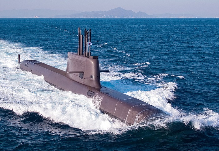 A submarine made by Hanwha Ocean